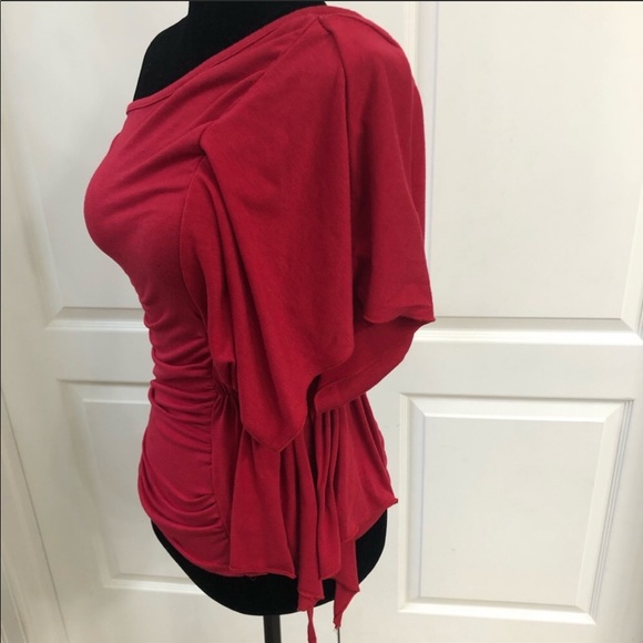 Say Anything One Shoulder Red Blouse - Picture 3 of 8